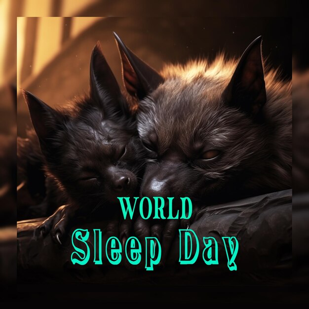 PSD handdrawn world sleep day with woman