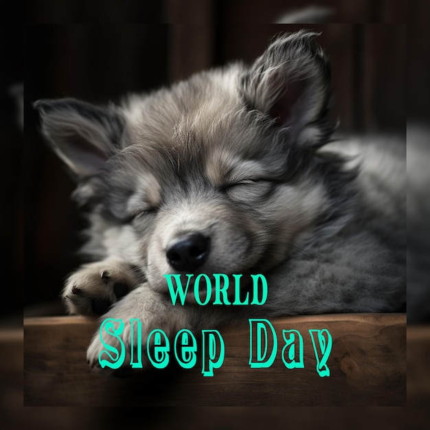 PSD handdrawn world sleep day with woman