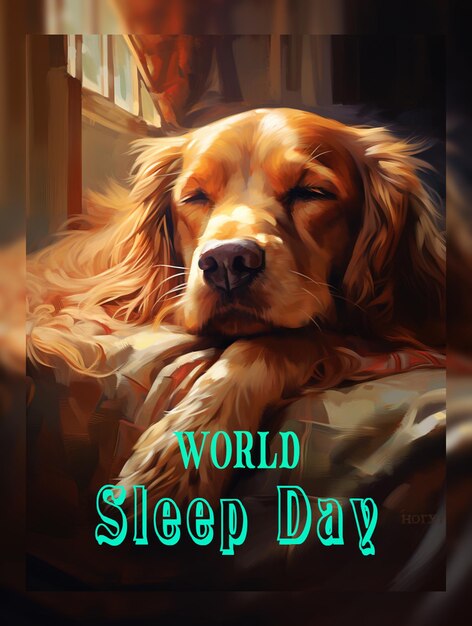 PSD handdrawn world sleep day with woman