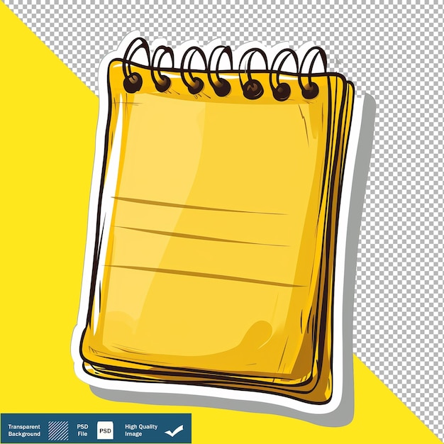PSD a handdrawn yellow notepad sticker png