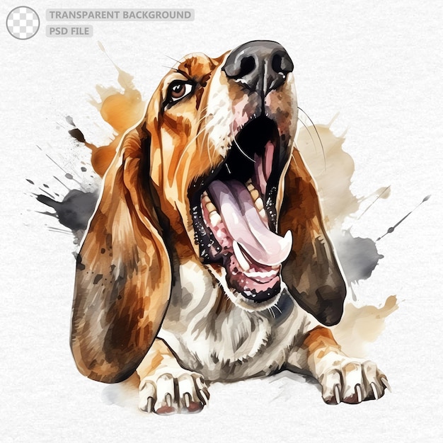 Handgeschilderde basset hound dog aquarel