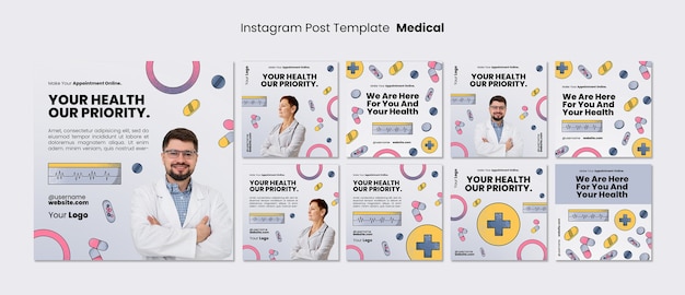 Handgetekende instagramberichten voor medische gezondheid