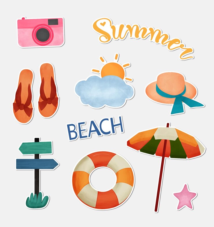 PSD handgetekende sticker voor de zomer