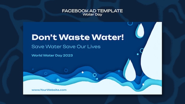 Handgetekende waterdag facebook-sjabloon