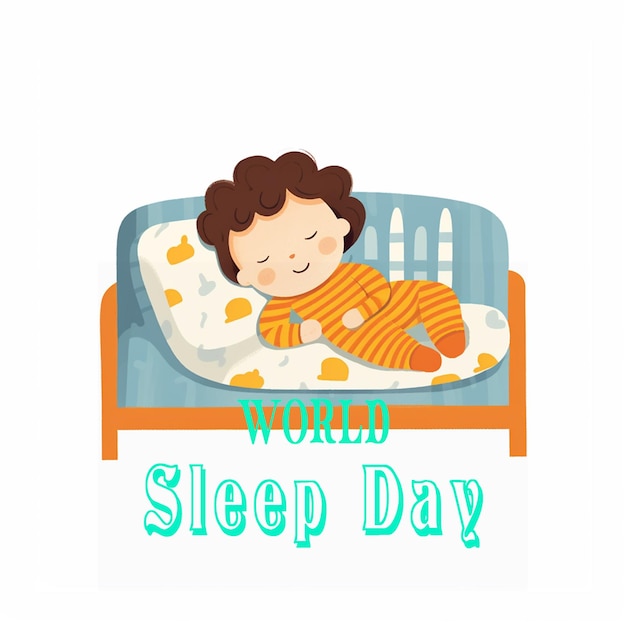 Handgetekende wereld slaapdag met vrouw