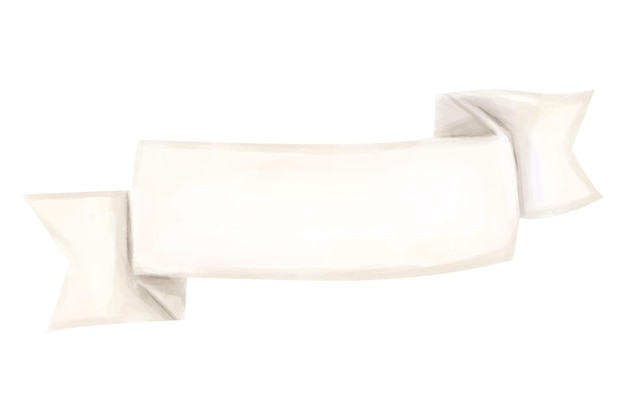 Handgetekende witte lint scroll papier satijn banner waterverf digitale clipart vintage voor drukken