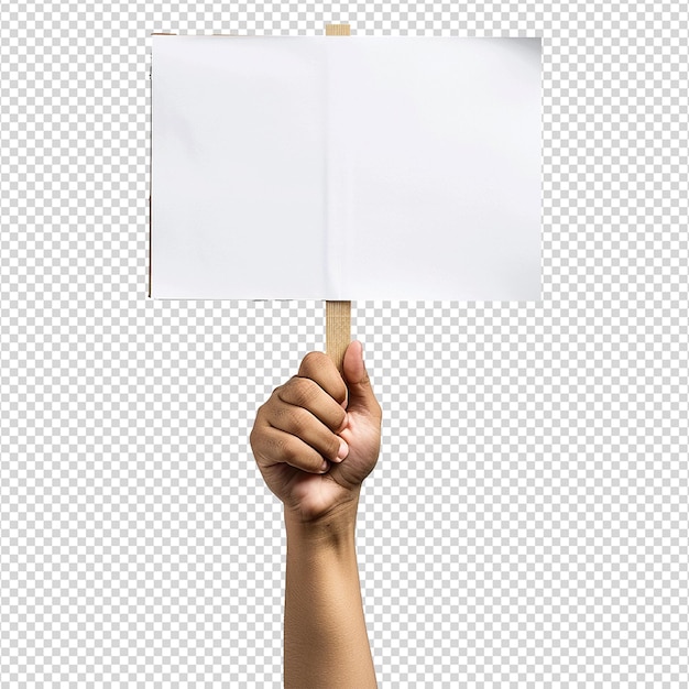 PSD handheld protest sign on transparent background