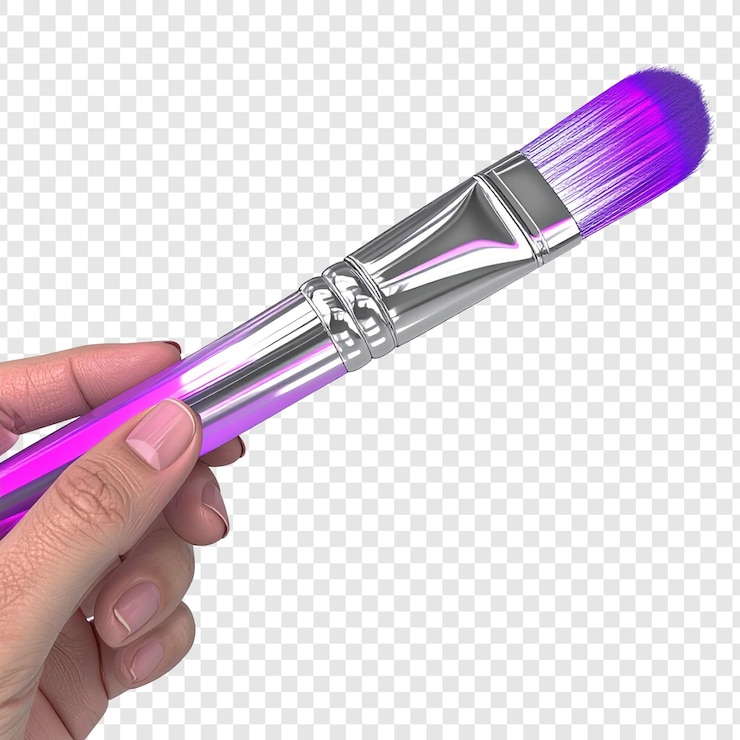PSD handheld vibrant purple paintbrush