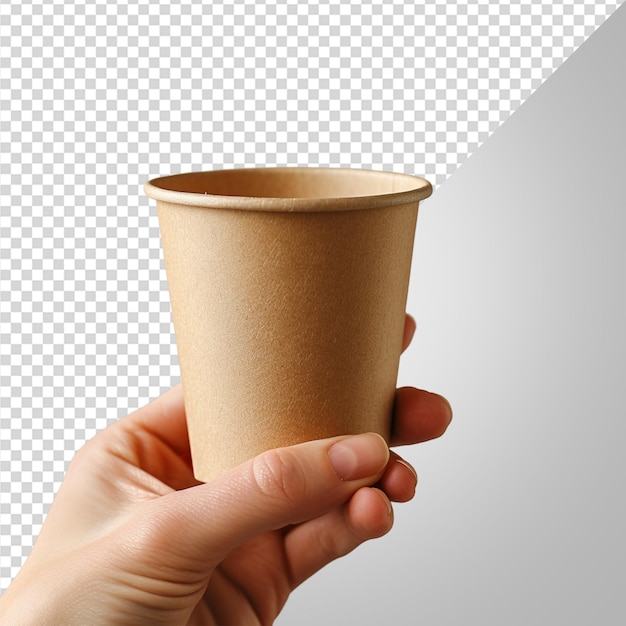 Handhoudende koffiekop mockup png