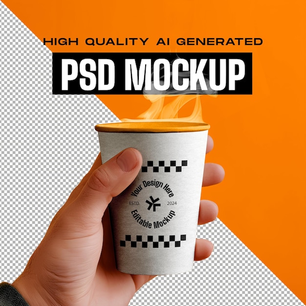 PSD handhoudende papieren beker ai gegenereerde mockup