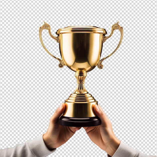 PSD handhoudende trofee geïsoleerd op transparante achtergrond png