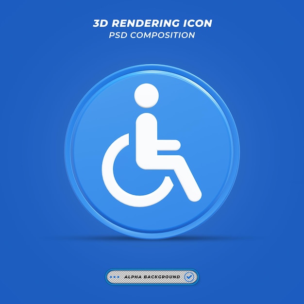 PSD handicap icon in 3d rendering