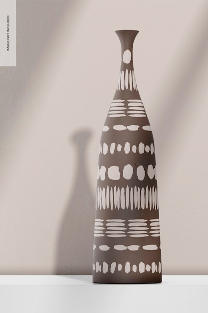 Håndlaget lang vase mockup, frontvisning