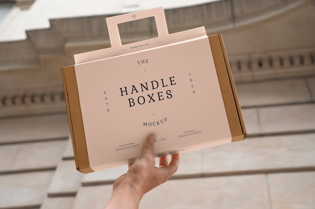 PSD handle belt box packaging mockup design