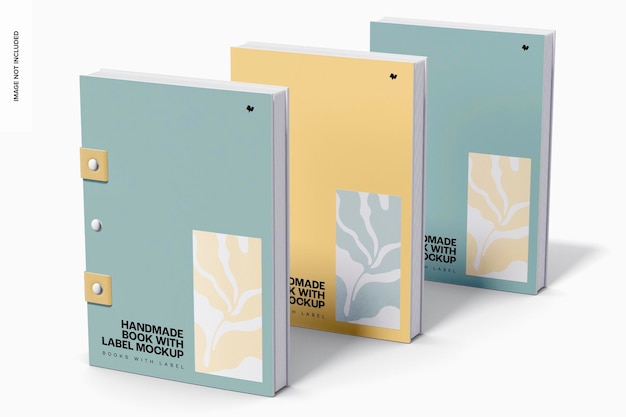 handmade book set with label mockup