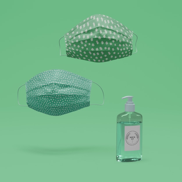 PSD handmade face masks and hand sanitizer with mock-up