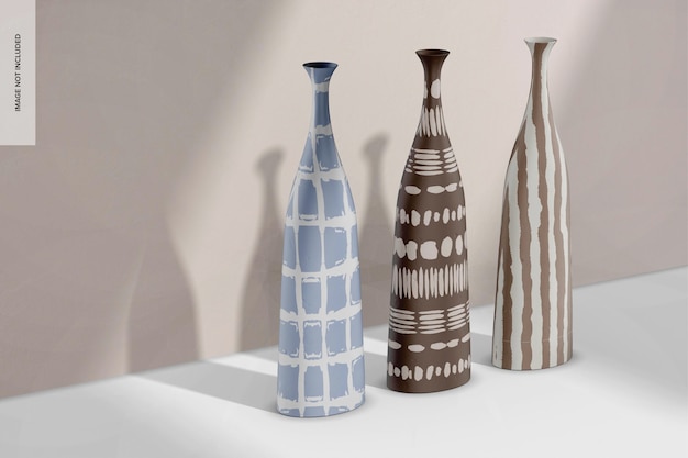 Handmade Long Vases Mockup Left View