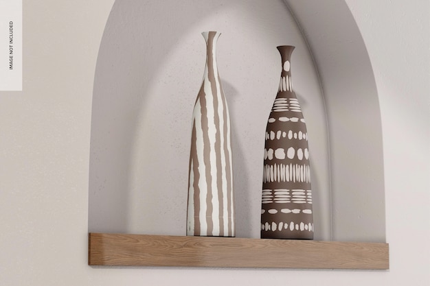 Handmade long vases mockup perspective