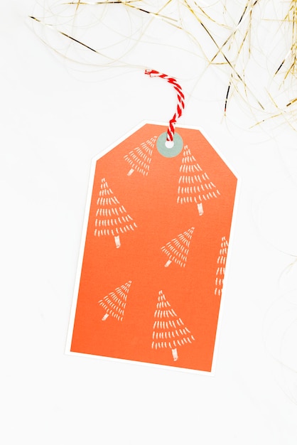 PSD handmade orange paper tag mockup