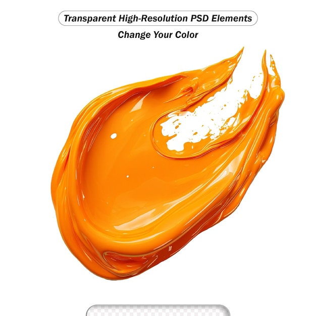 PSD 白い背景の上に隔離された手作りのオレンジ色のオイルペイントのブラシストローク