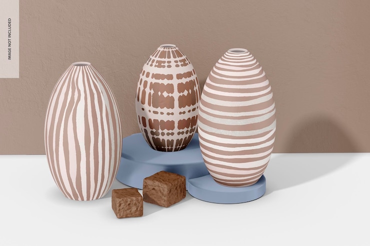 PSD handmade oval vase set mockup
