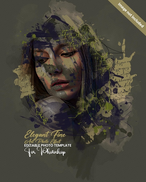 handmade realistic painting editable photoshop photo effect template