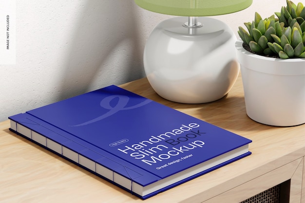 handmade slim book mockup left view