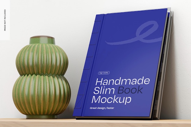 handmade slim book mockup right view
