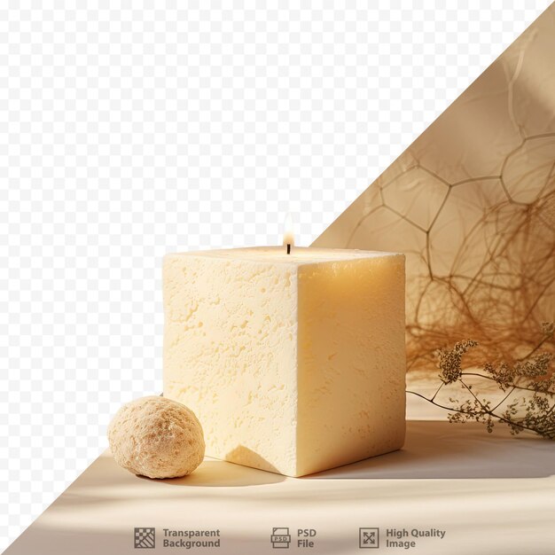 Handmade soy wax candle on a textured table