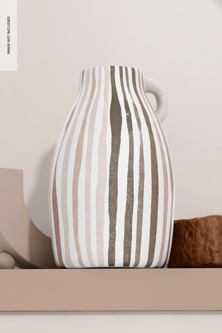 PSD handmade vases with handle mockup, front view