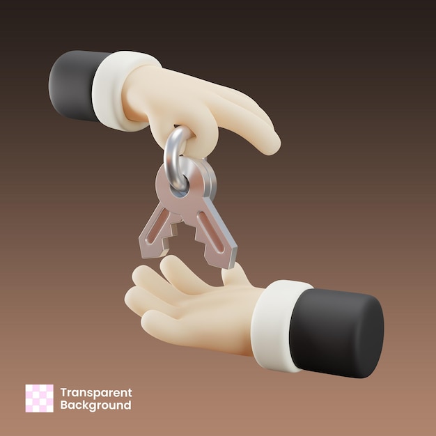 Illustrazione 3d di handover the keys