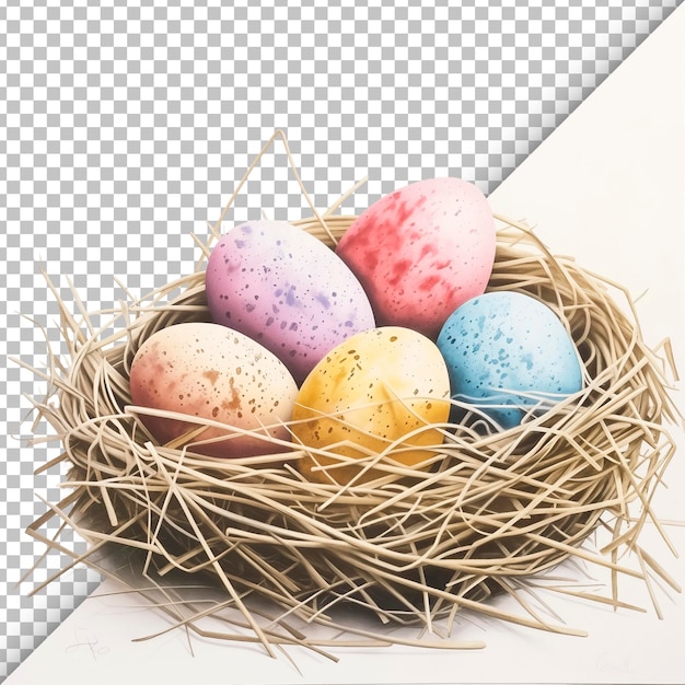 PSD uova dipinte a mano con dettagli trasparenti sullo sfondo
