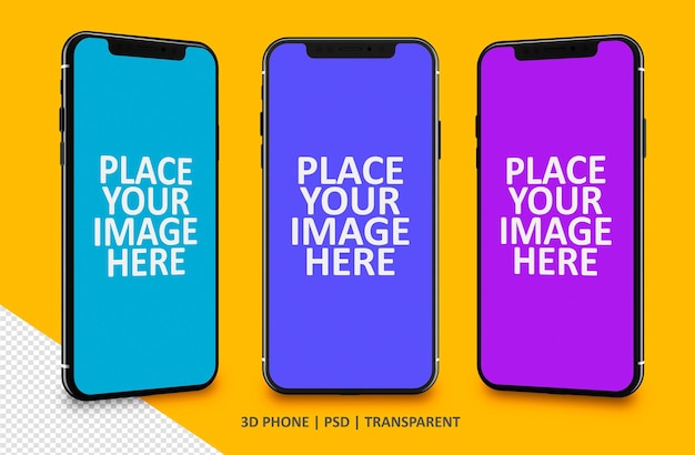 Handphone x mockup with 3 angle