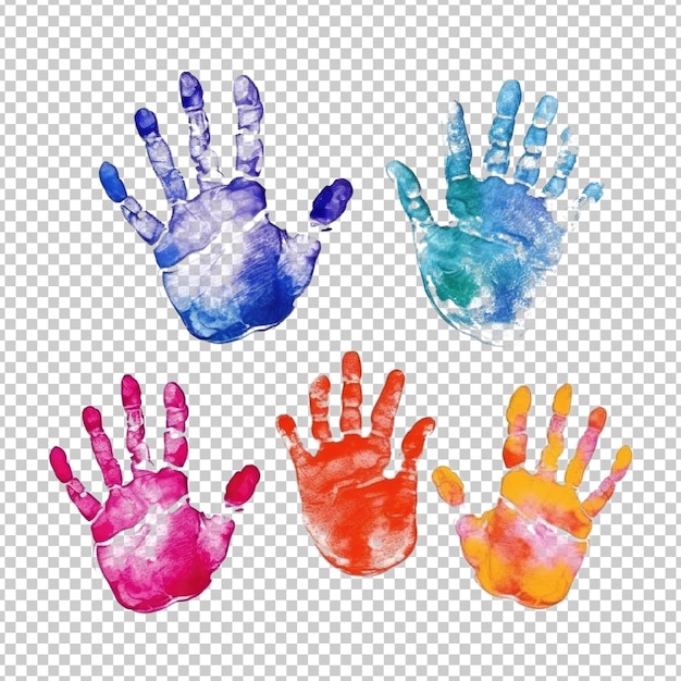 PSD handprints paint isolated on transparent background