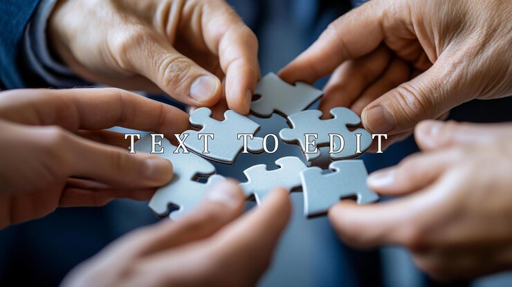 PSD hands connecting puzzle pieces teamwork concept