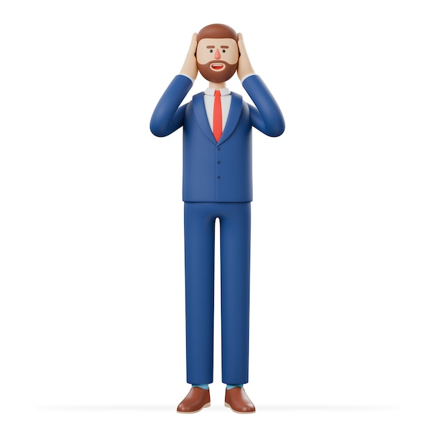 耳をかぶる手 耳をカバーする3Dイラスト