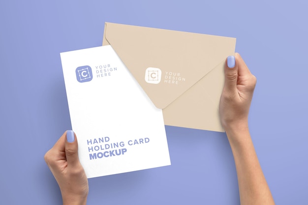 PSD hands holding 5x and envelope