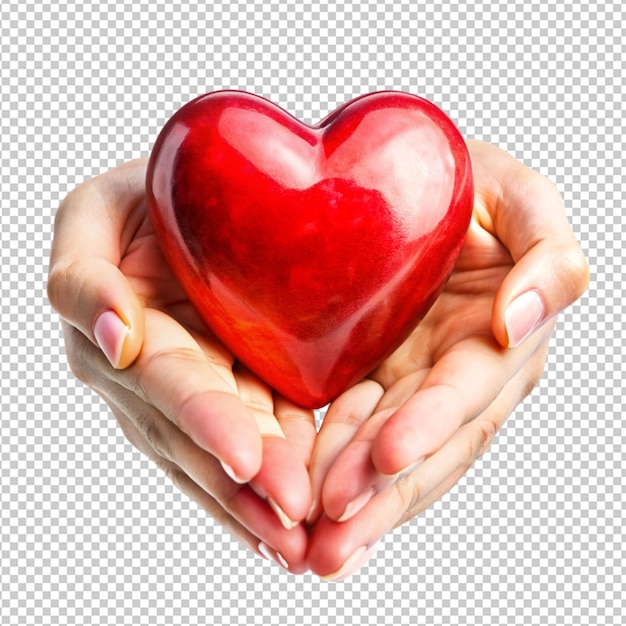 PSD hands holding heart icon on transparent background