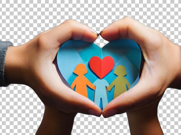 PSD hands holding heart shape paper family cutout foster care homeless support world mental health day