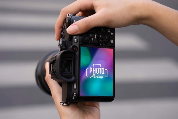 PSD hands holding photo camera