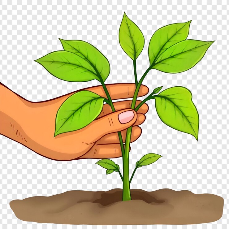 PSD ハンドホールディング 透明な背景に隔離された植物