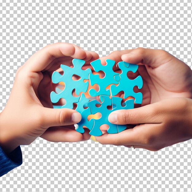 PSD hands holding puzzle pieces