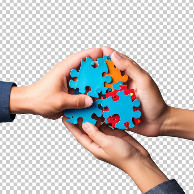 PSD hands holding puzzle pieces