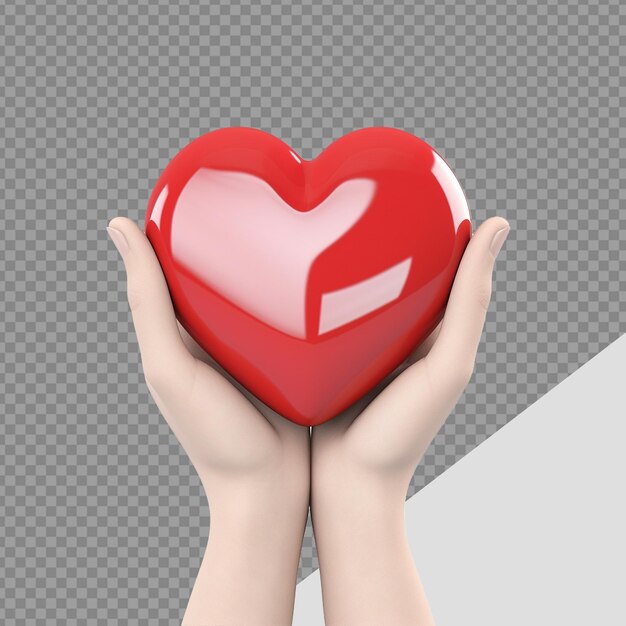 Hands holding red heart png isolated on transparent background