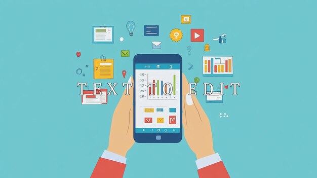 hands holding smartphone displaying graphs and surrounded by various app icons