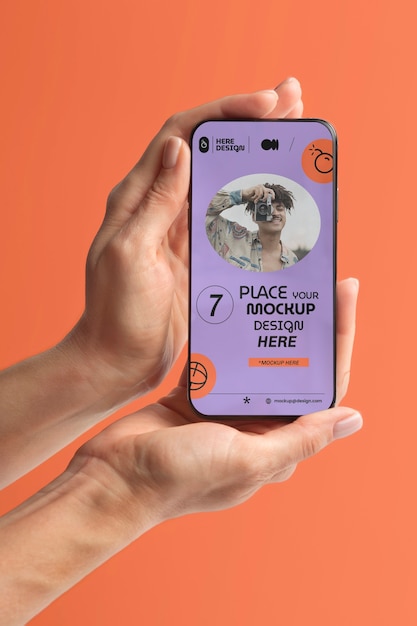 PSD hands  holding smartphone mockup