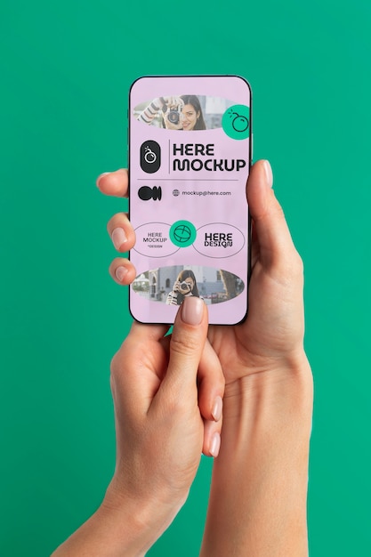 PSD hands  holding smartphone mockup