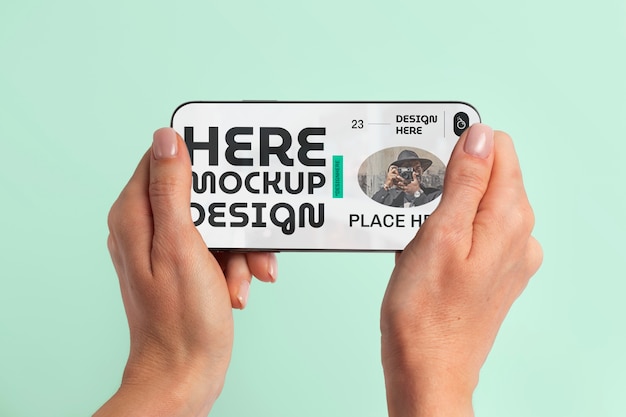 PSD hands  holding smartphone mockup