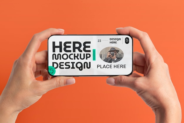 Hands  holding smartphone mockup