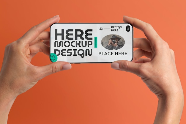 Hands  holding smartphone mockup